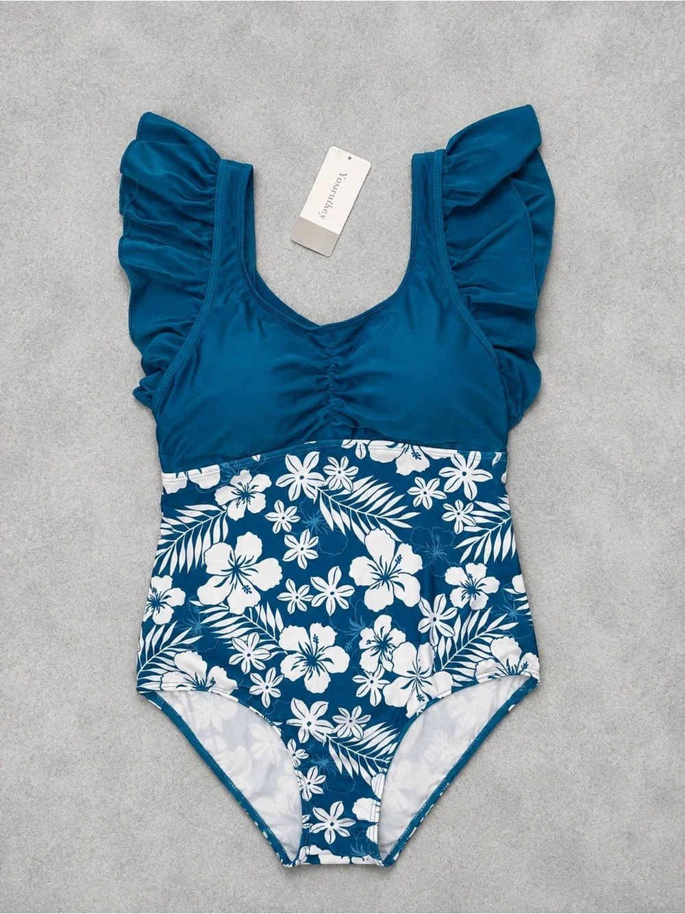 NWT - Youruikey - Girls Swimsuits One Piece Floral Ruffle Bathing Suit